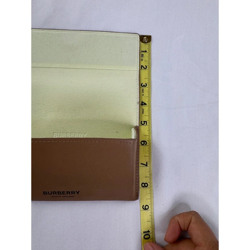 Burberry London England Tan Leather‎ Triangular Eyeglasses Sunglasses Case